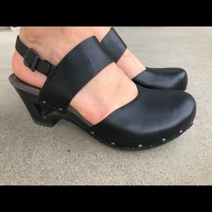 Black Leather Dansko Clog Heals- Limited Edition